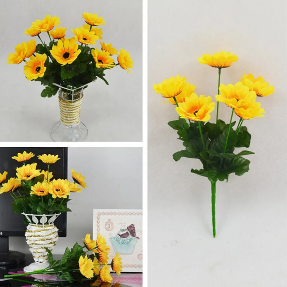1 букет 7 головок искусственный цветок подсолнуха для свадебного украшения