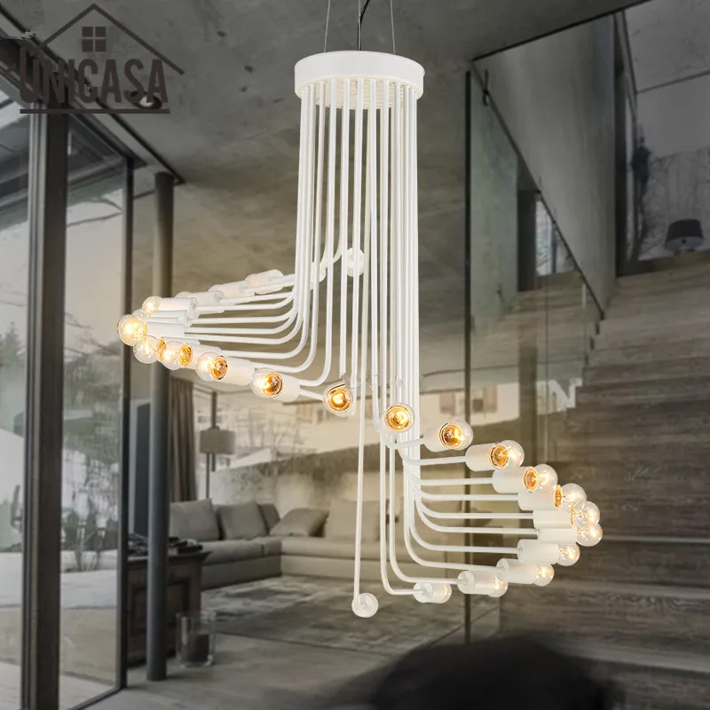 

Modern Art White light Fixture Large Pendant Lights Vintage Industrial Lighting Bar Kitchen LED Wrought Iron Hotel Ceiling Lamp
