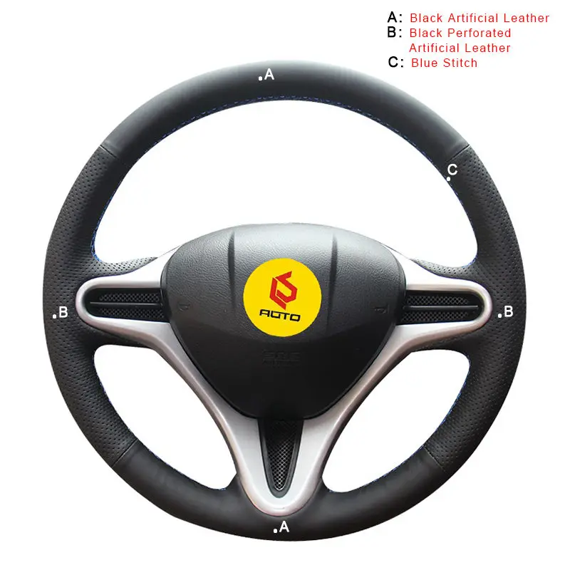 Artificial Leather Ручное шитье авто чехол на руль для Honda Fit 2009-2013 City Jazz Оплетка на руль крышка аксессуары для интерьера - Название цвета: Artificial Leather