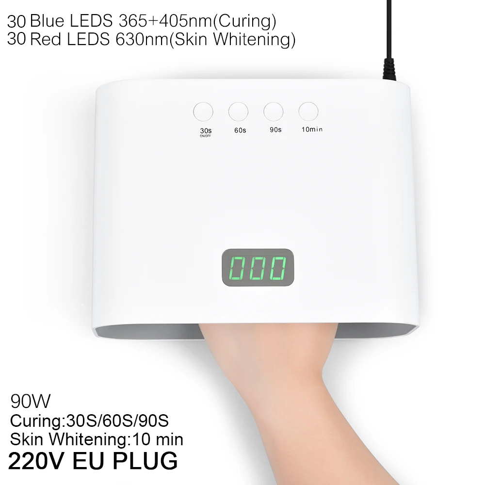 Kads светодиодная УФ лампа для сушки покрытия ногтей 90W отбеливание Сушилка 48 Вт
