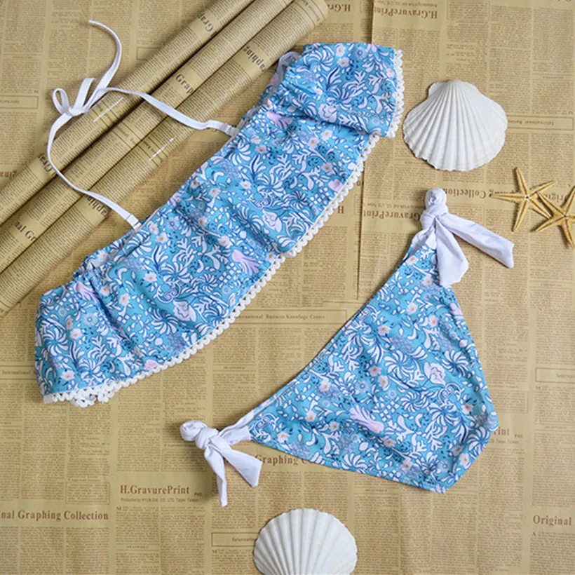 Летний треугольный Кружевной укороченный Топ без бретелек сексуальный комплект