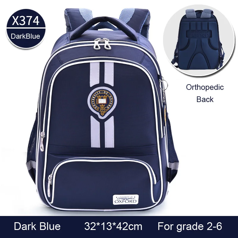 Big x374 Dark Blue Университет Оксфорда детский начальный ортопедический школьный рюкзак портфель для мальчиков 2-6 класса - Цвет: Big x374 Dark Blue