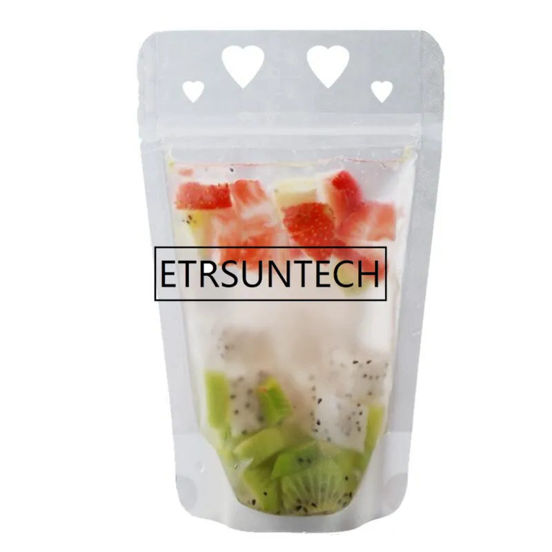 2000 шт./лот 450 мл прозрачный запечатанный пластиковый пакет для напитков DIY