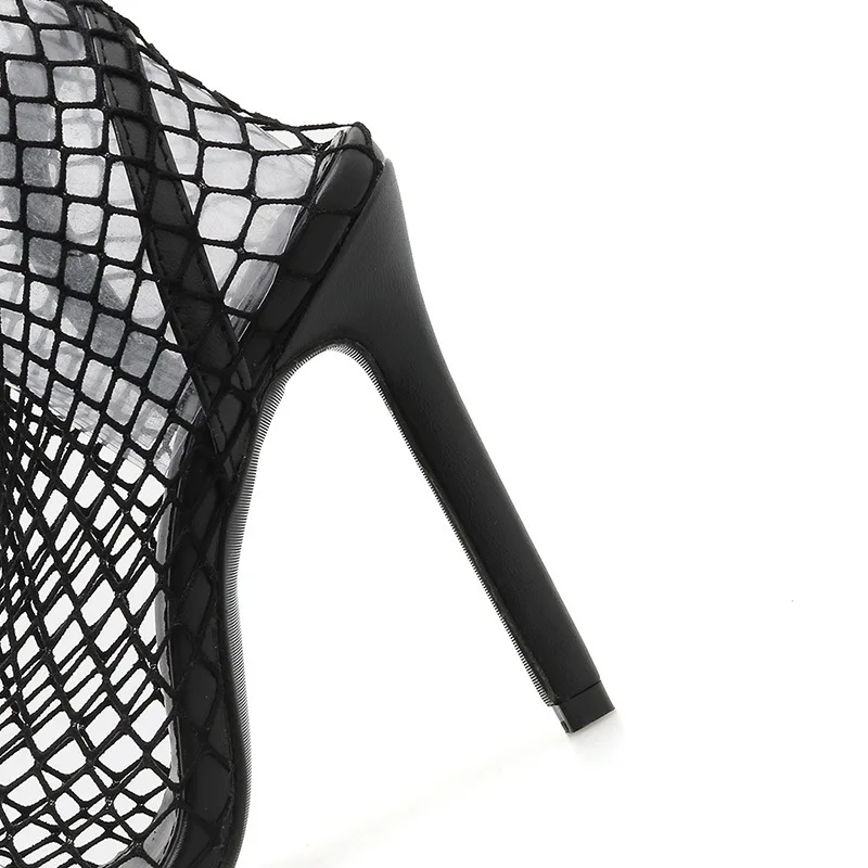 MHYONS/сетка Высокий каблук Женская обувь Весенняя Новинка пикантные Туфли на высоких каблуках; туфли на высоком каблуке туфли с перфорацией в римском стиле; обувь с заостренными носками