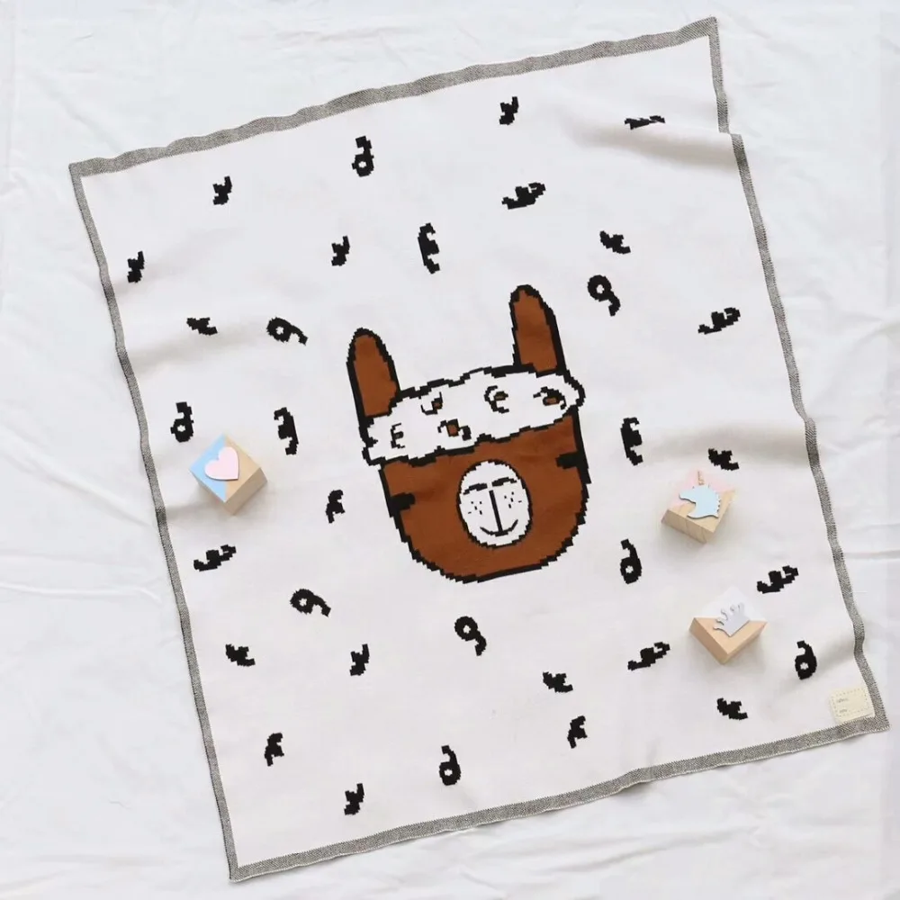 INS Baby blankets thicken double layer Knit stroller cover blanket newborns boys girls bedding Alpaca print | Мать и ребенок