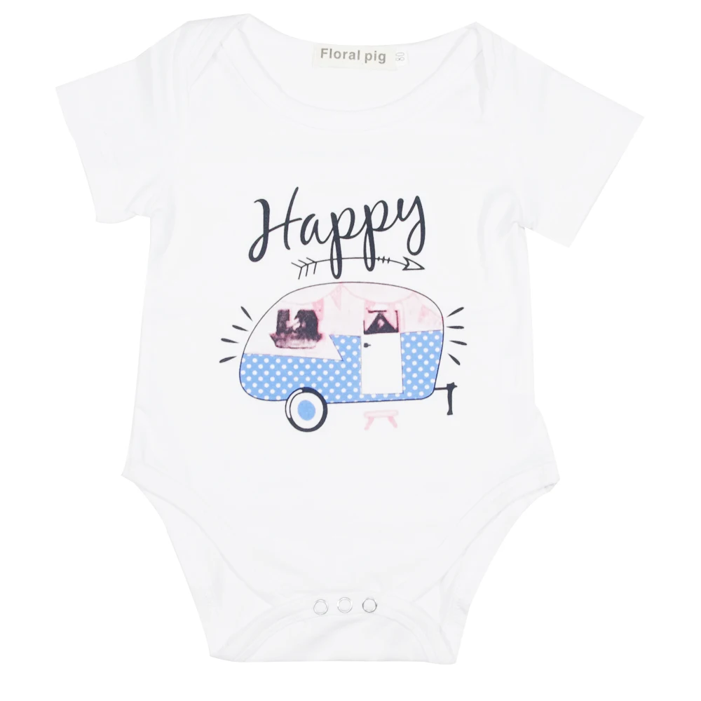 2017 Забавный Одежда для младенцев и новорожденных Happy campu Письмо печати Белый