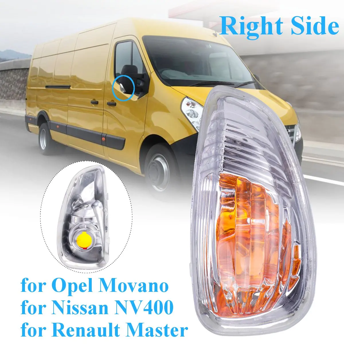 right Влево/Вправо сторона боковое зеркало с подсветкой LED лампа для Renault Master Vauxhall Opel Movano Nissan NV400 2010 2011 2012 2013 - Испускаемый цвет: right