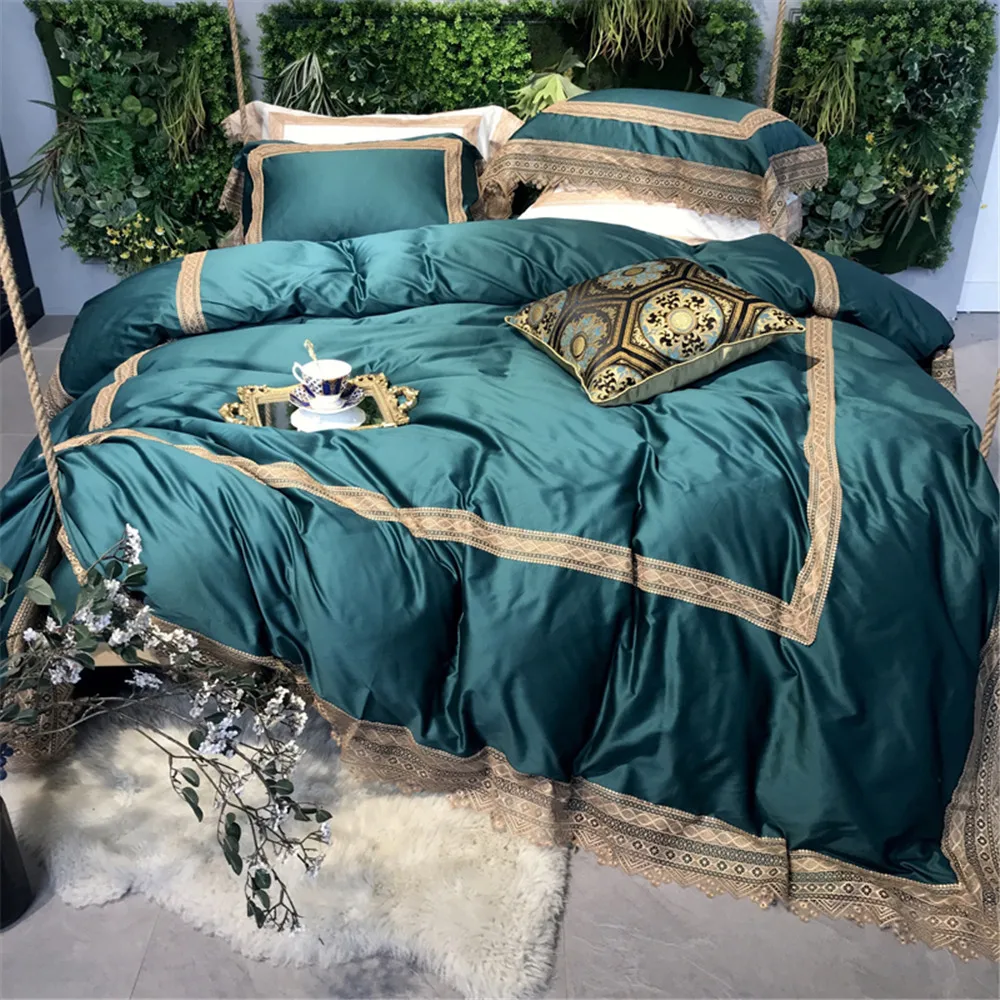 Комплект постельного белья из 4 предметов египетского хлопка и льна | Дом сад