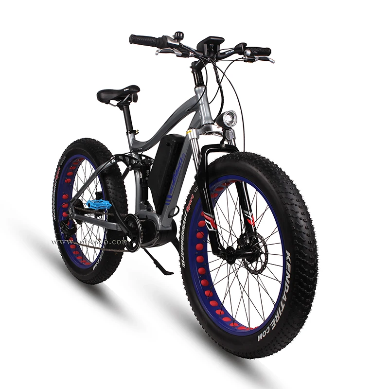 26 дюймов Электрический горный велосипед Fat tire 8FUN центральный мотор электрический велосипед 36 В двойная амортизация мягкий хвост горный