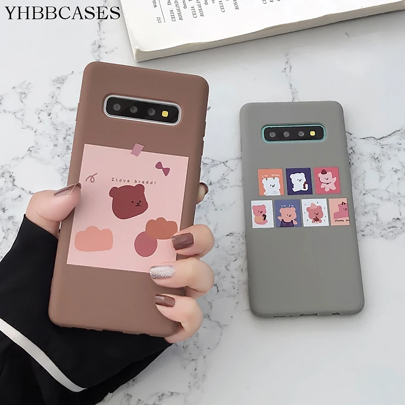 Чехлы YHBBCASES с забавным мультяшным медведем мягкие чехлы из ТПУ для samsung S8 S9 S10 Plus