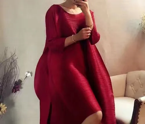 Miyake Новое весеннее свободное плиссированное платье со складками|pleated dress|dresses ladiesa