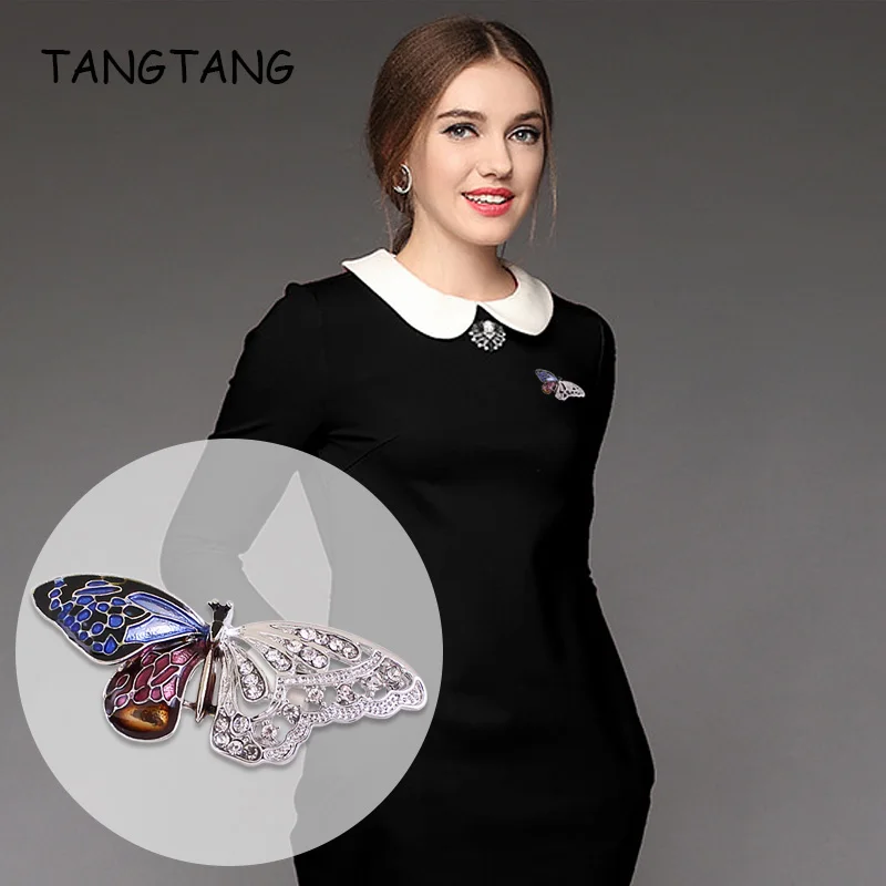 Женская брошь в форме бабочки стразы яркая эмалированная насекомого 3 а