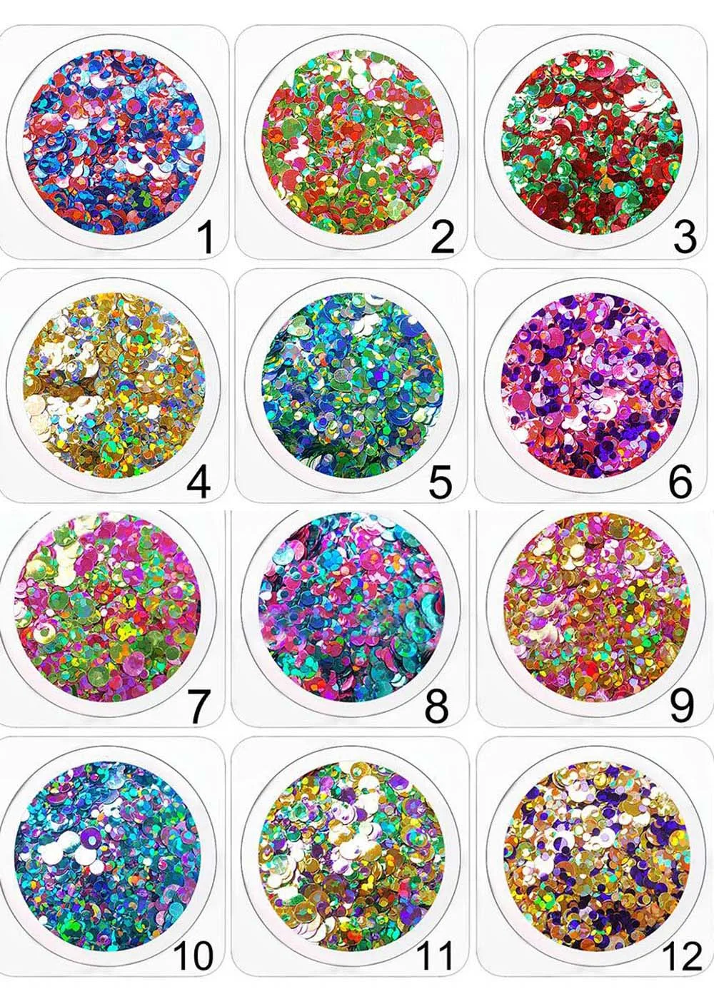 

12 Boxes Metallic Starry Sky Mix 1-3mm 3D Nail Art Round Sequin Glitter Slice Paillette Nail Art Flakes Manicure 3D Sticker Tips