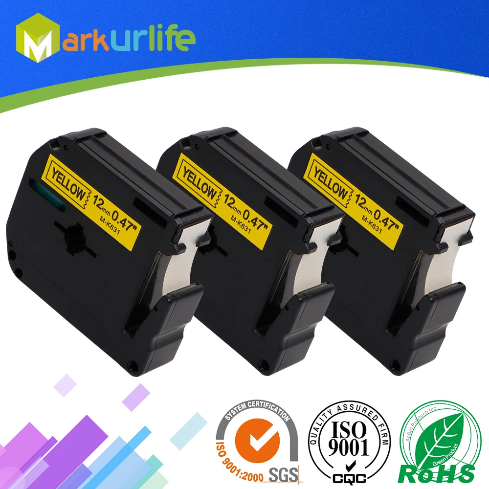 3шт./лот MK631 фотоэлемент черный на желтой кассете этикетка совместимая с Brother P touch