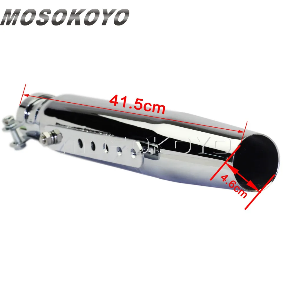 Хромированный винтажный мотоциклетный выхлопной глушитель 415 мм конический