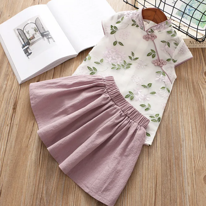 AiLe Rabbit/2018 летняя одежда новый стиль костюм Чонсам с вышивкой в национальном стиле