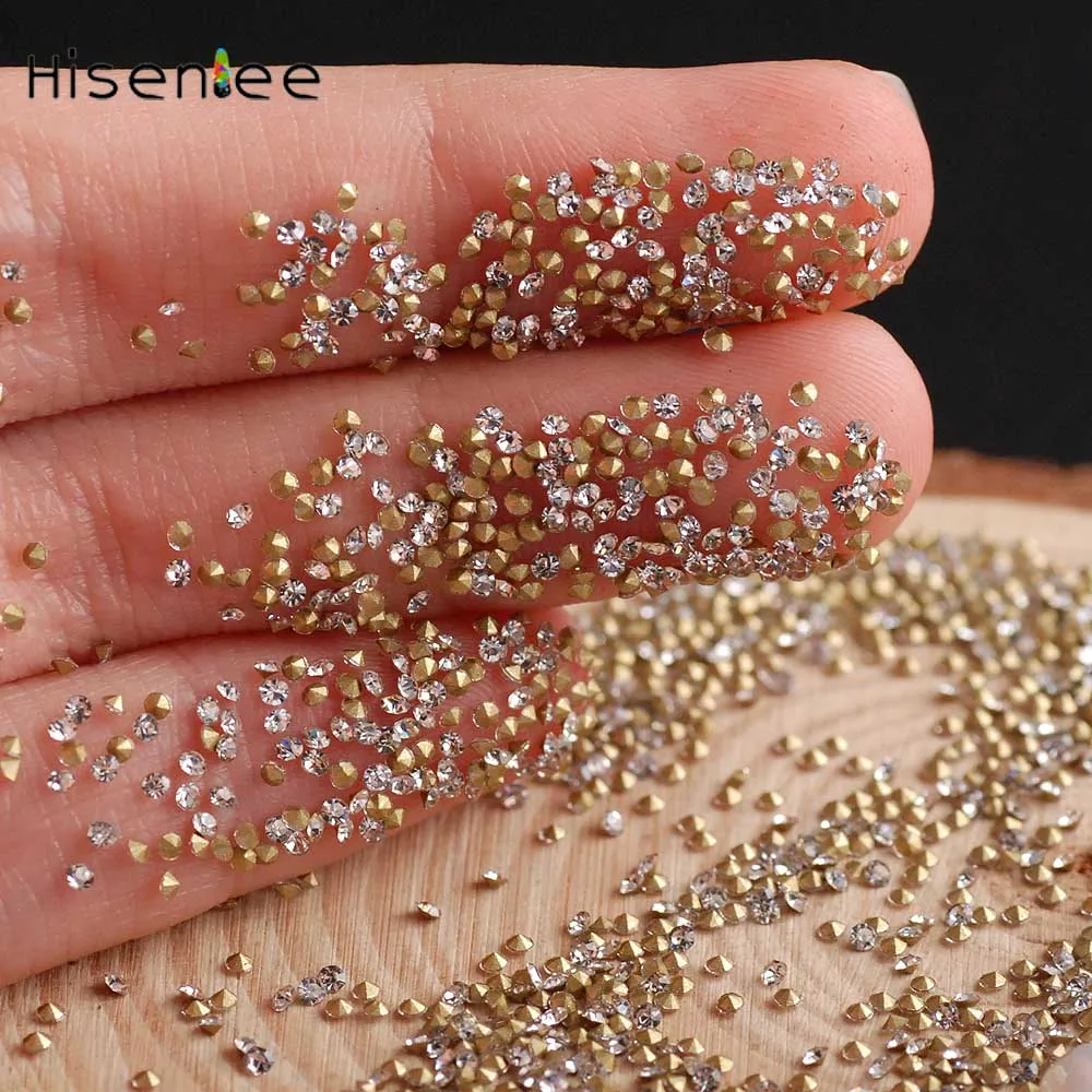 crystal clear Hisenlee, смешанные, 17 цветов, 1,1 мм., стеклянные стразы маленького размера для украшения ногтей - Цвет: crystal clear