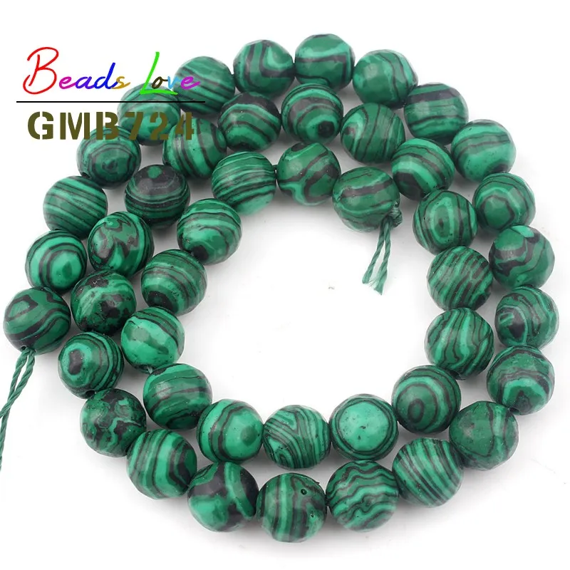 Натуральный камень граненый малахит драгоценный круглые бусины россыпью