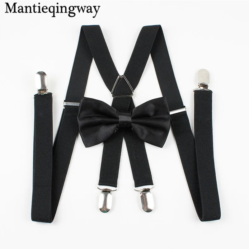Mantieqingway классический сплошной цвет подтяжки галстук бабочка набор конфетных цветов полиэстер Свадебный галстук-бабочка подтяжки для женщин и мужчин эластичный бандаж