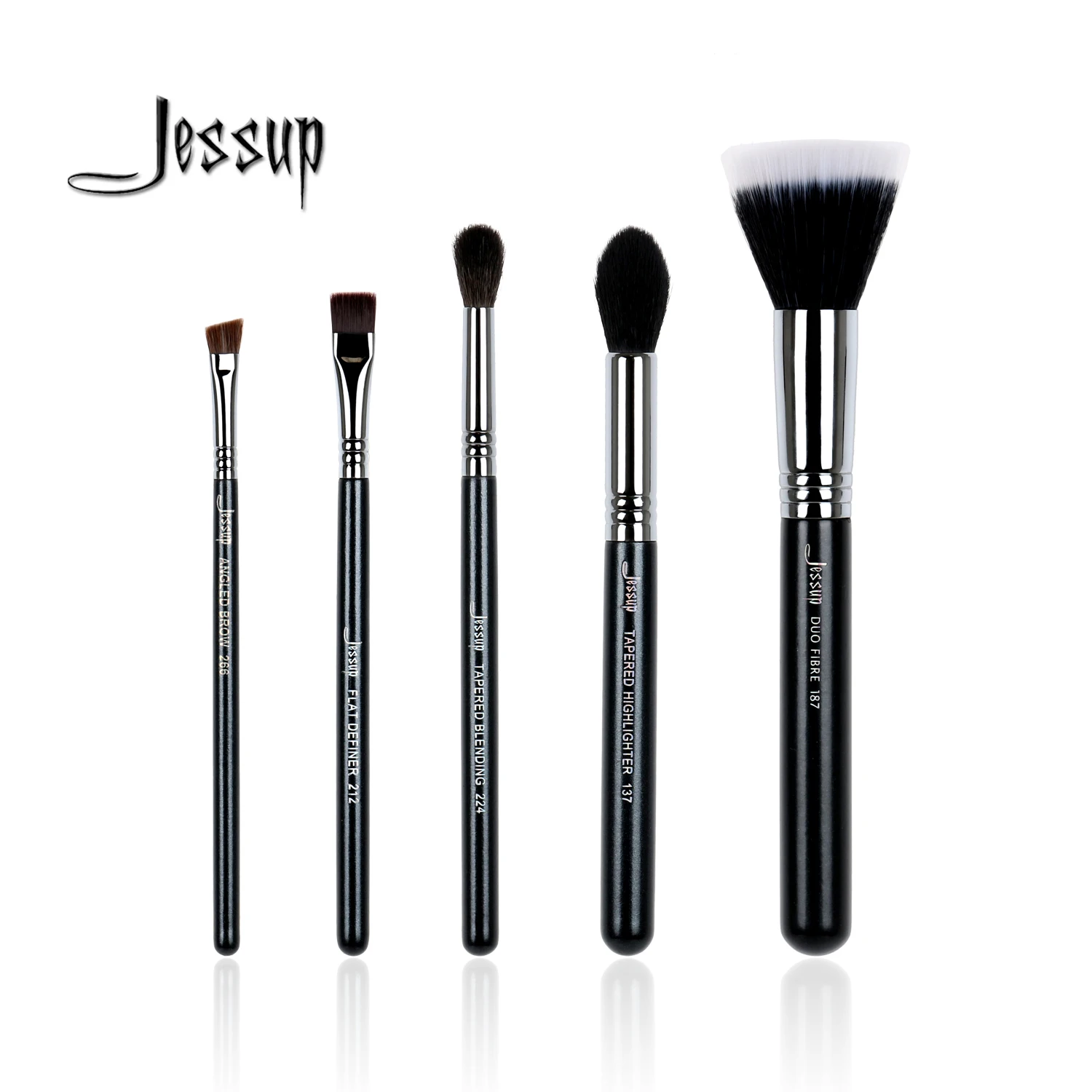 Jessup 5 шт. высокое качество Профессиональные кисти для макияжа набор основа Duo