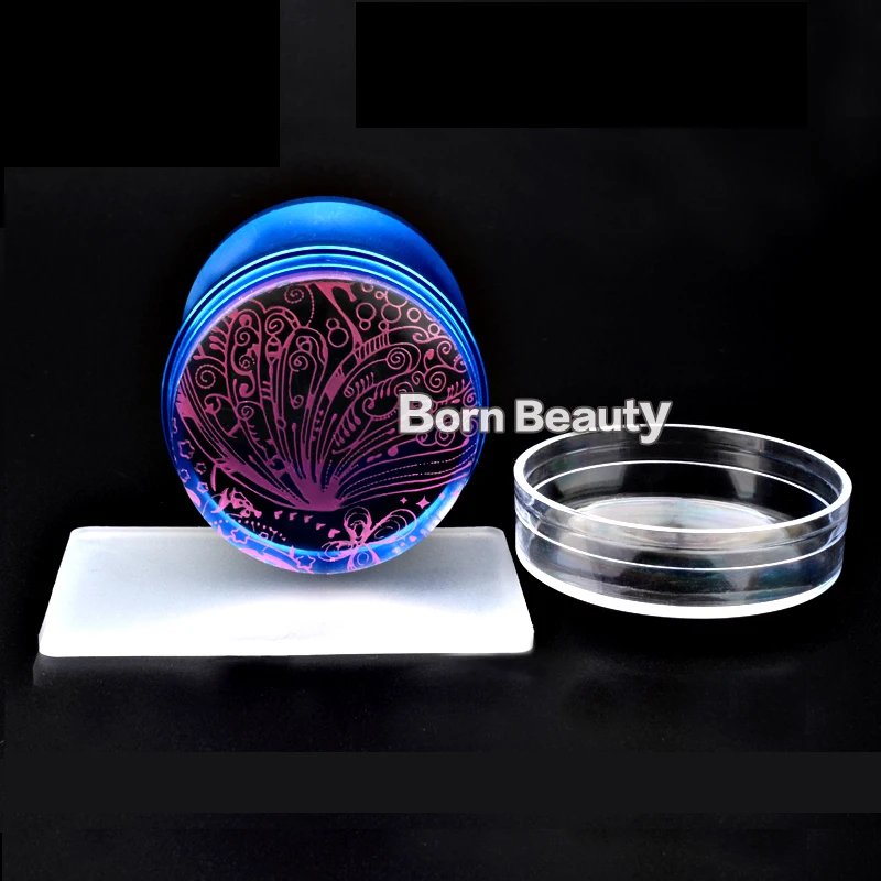 Новинка голубая металлическая ручка скребок для стемпера дизайна ногтей размер