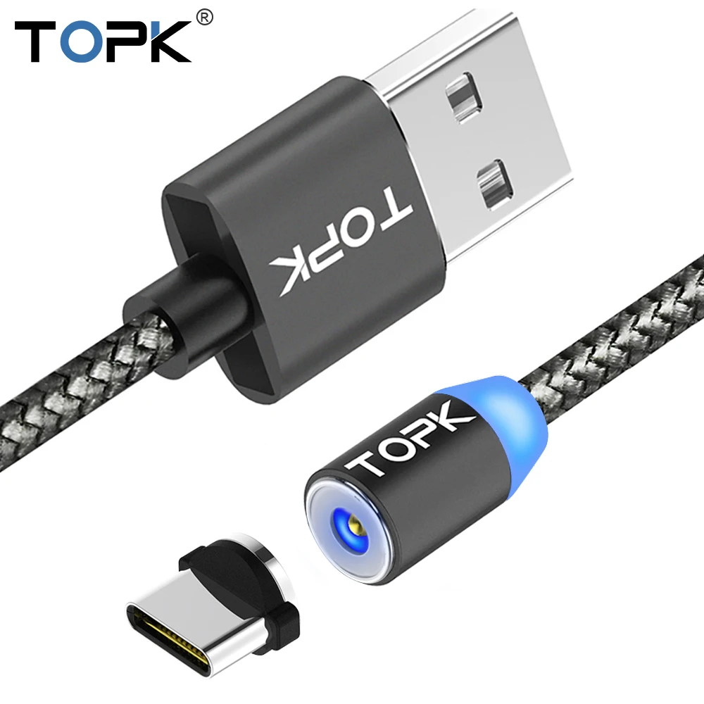 Магнитный светодиодный usb кабель RLine 1 магнитный штекер USB Type C Micro для Iphone X 8 6
