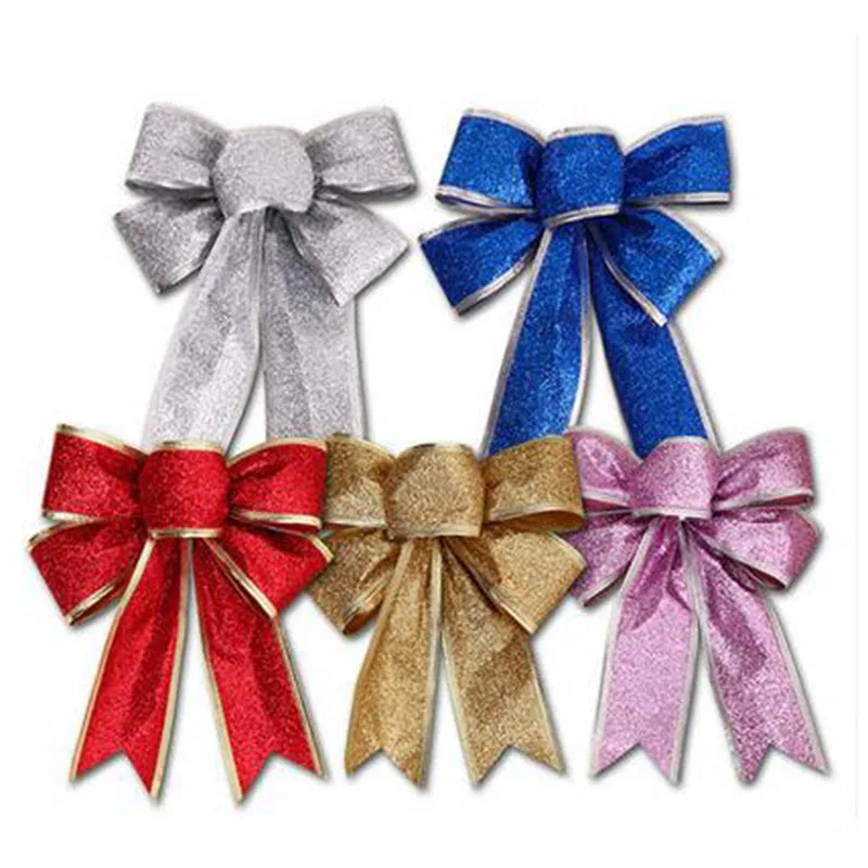 3 вида цветов большой красный цвет серебристый Золотой Рождество ленты лук