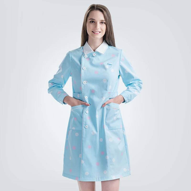 long sleeve Косметичка Рабочая Униформа медицинская униформа для медсестер Скраб Платья лето для женщин халат медсестры больница или Спецодежда - Цвет: long sleeve