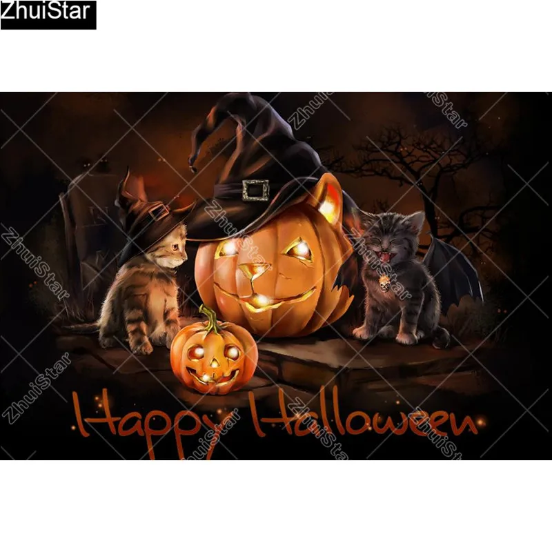 Полноразмерная 5D алмазная живопись «Happy Hallaween», вышивка крестиком, мозаика, домашний декор, подарок CJ51