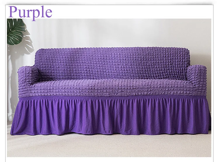 Фиолетовый Jacquard Sofa Cover With skirt Popcorn Europe Couch Cover Stretch Slipcovers Furniture Covers for living room 1/ 2/3/4-Seat sofa - Цвет: Фиолетовый