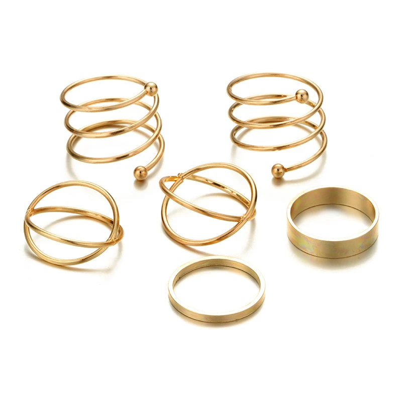 IFFURMON Retro Wedding Rings Set Mixed Hasma Hand Knuckle Midi Female Atique Gold Color Anillos Mujer Jewelry Gift | Украшения и