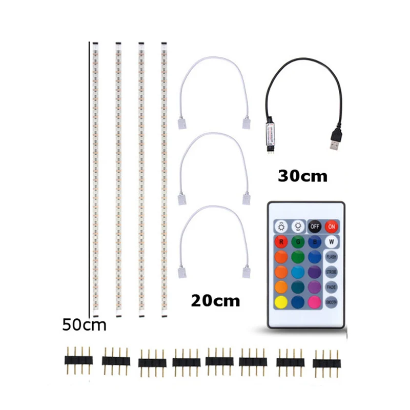 CLAITE 4 шт. 50 см SMD 5050 USB RGB Светодиодная лента 5 в 60 светодиодов/м IP20 бар ТВ ПОДСВЕТКА