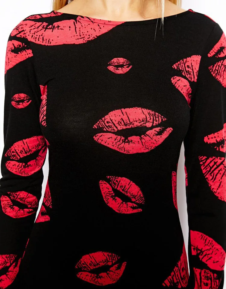 Perfumes and fragrances of brand originals long sleeve lips printed tank dress atacado roupas femininas cute dresses cheap neon |