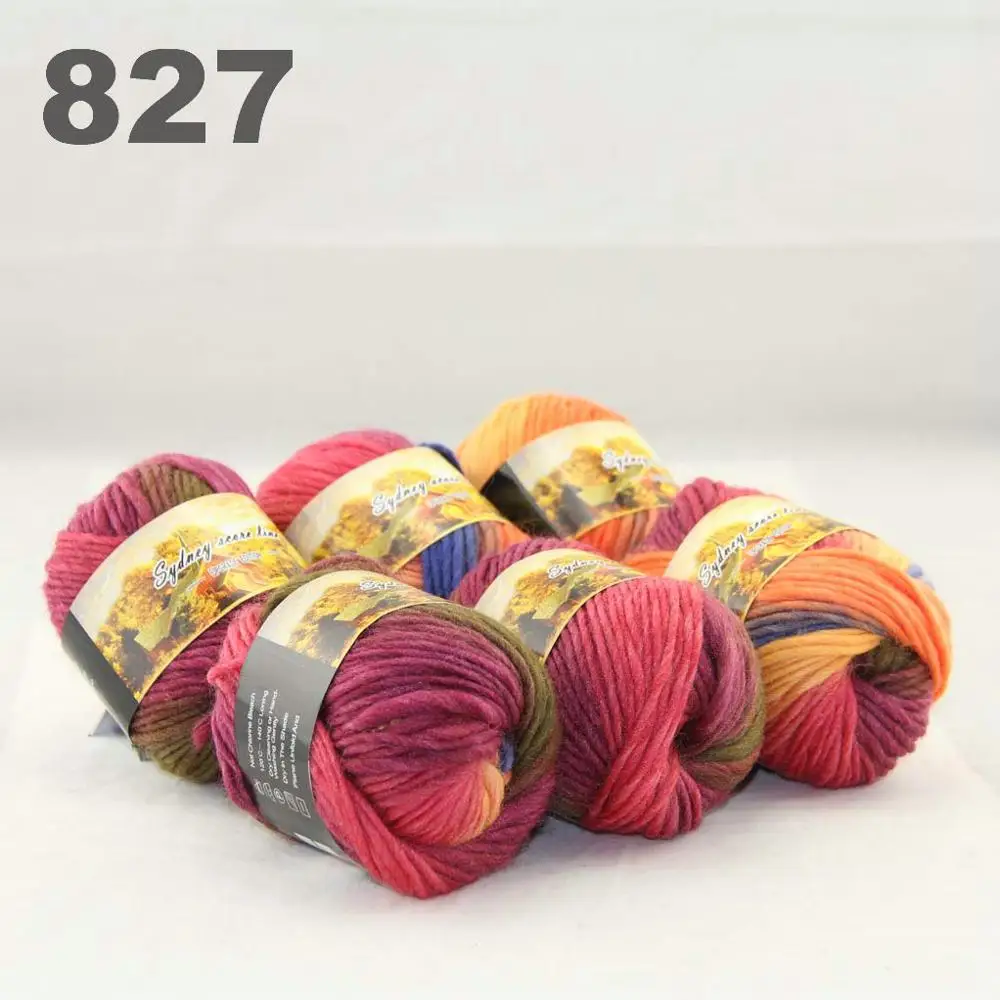 827 Blue Orange 6x50gr Skeins новая массивная ручная крупная вязка забивает шерстяную пряжу 522-пряжа - Цвет: 827 Blue Orange