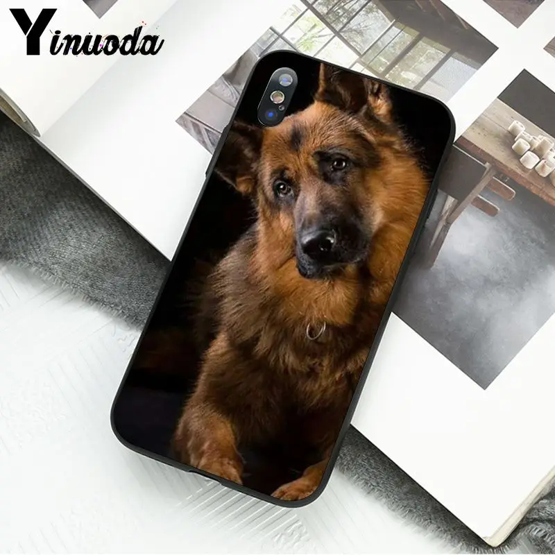 A12 Yinuoda немецкая овчарка Собака Мягкий силиконовый черный чехол для iPhone X XS MAX 6 6S 7 7plus 8 8Plus 5 5S XR - Цвет: A12
