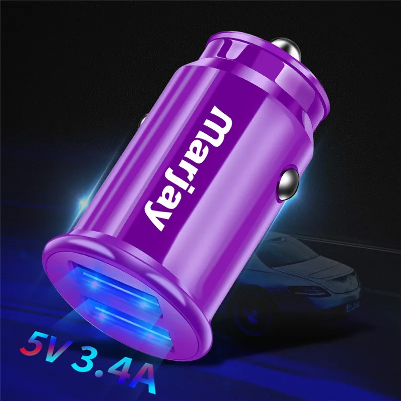 Purple Marjay Красный USB Автомобильное зарядное устройство для iPhone X Xiaomi Redmi Note 7 samsung S10 Tablet Dual 3.4A быстрое зарядное устройство автомобильное зарядное устройство адаптер в автомобиль - Тип штекера: Purple