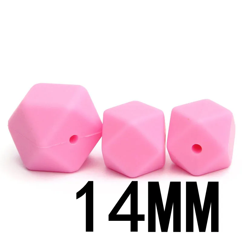 pink16 50 шт Силиконовые бусы для прорезывания зубов шестигранник 14 мм силиконовые жевательные бусины ожерелье зубы Diy Ювелирные изделия запчасти пищевой силиконовый бисер - Цвет: pink16