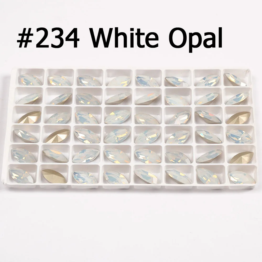 White Opal Стразы с блестящими кристаллами, Пришивные, с когтями, Наветт, сделай сам, цветные стразы, платье, Необычные стразы из камня, стекло, для ювелирных изделий, одежда - Цвет: White Opal