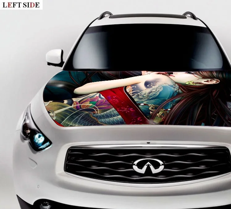 Наклейки для автомобиля с левой стороны HD струйный сделанный на заказ капюшон