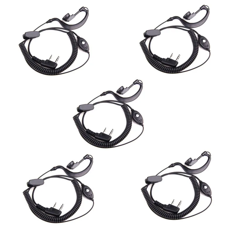 Lot 5pcs 2 Pin K-TYPE Handsfree Flexible Earphone Headphone w/Microphone for Dual Radio Baofeng UV5R UV-5R Kenwood - Цена: 4.53
