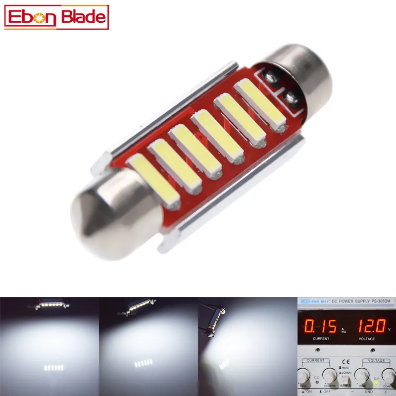 2 x холодный белый Canbus 41 мм 42 мм 6 SMD Festoon SV8,5 C10W 264 7020 светодиодный светильник для чтения интерьера автомобиля номерного знака 12V DC