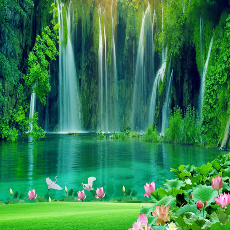 Настенные 3d-обои в китайском стиле с изображением водопада проточной воды |