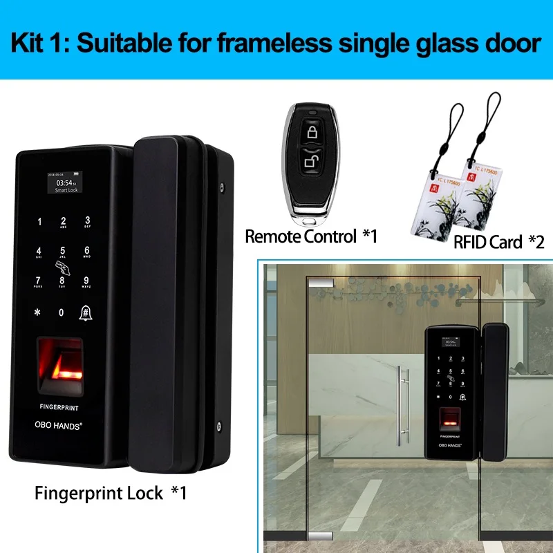 For Frameless Door OBO HANDS умный дверной замок с отпечатком пальца биометрический RFID Электрический замок с паролем для контроля доступа безопасный для стеклянной деревянной/металлической двери - Цвет: For Frameless Door