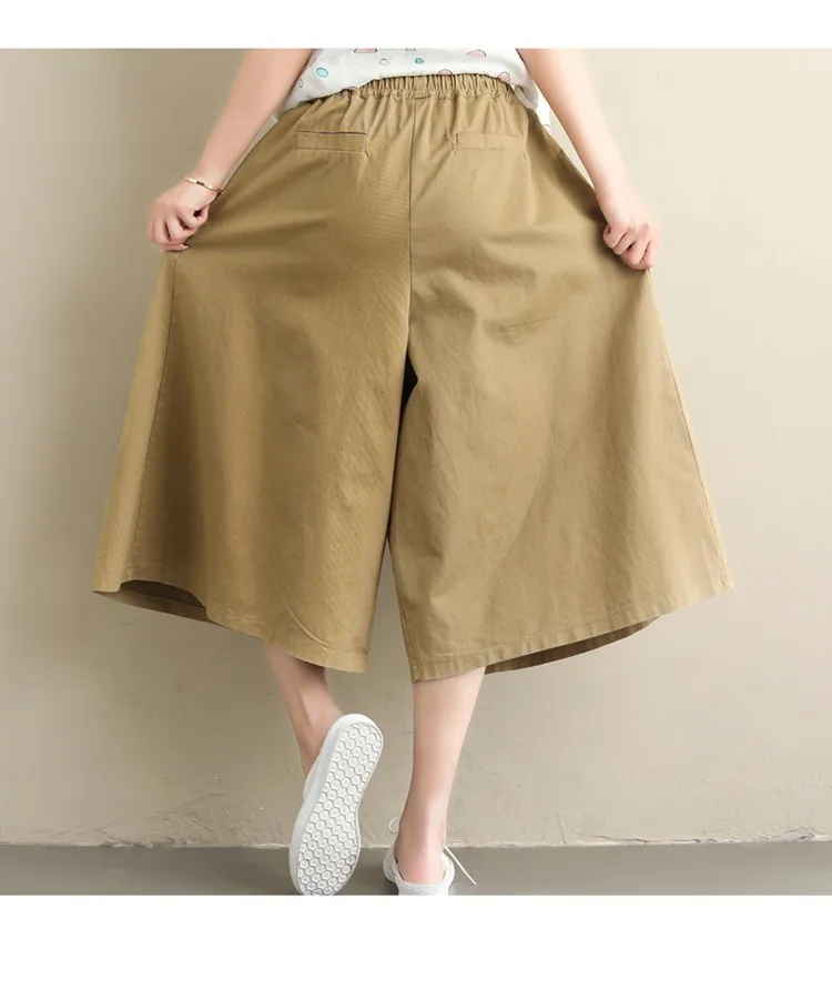 

Spring Summer Pants For Women Solid Color Capris Pants Female 2019 Mid Waist Trousers Ladies Casual Loose Wide Leg Pants