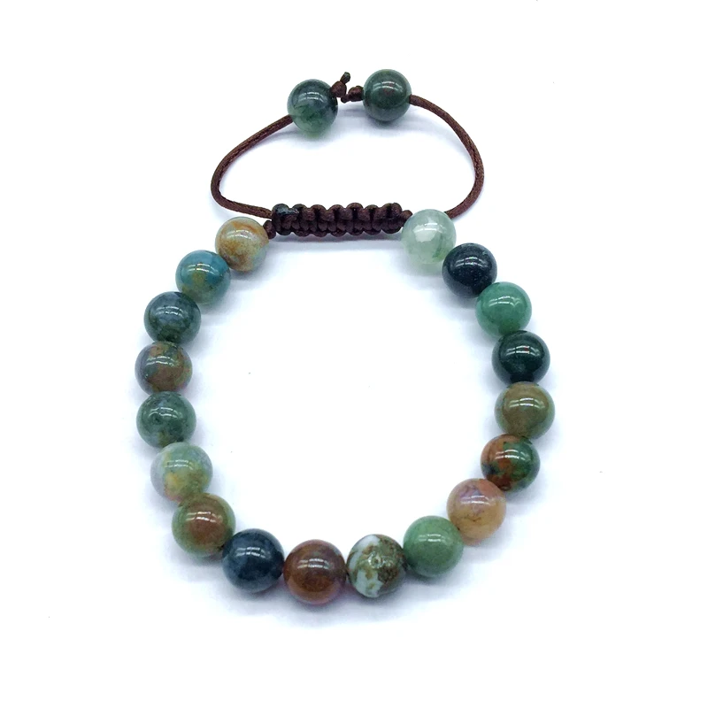 Браслет ручной работы с камнями Регулируемый Женский браслет 8 мм шнур из веревки