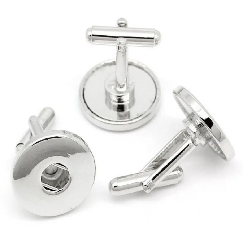 

6Pair Silver 18MM Snap Button Cufflinks Jewelry Accessories Fit for DIY Snap Button Jewelry