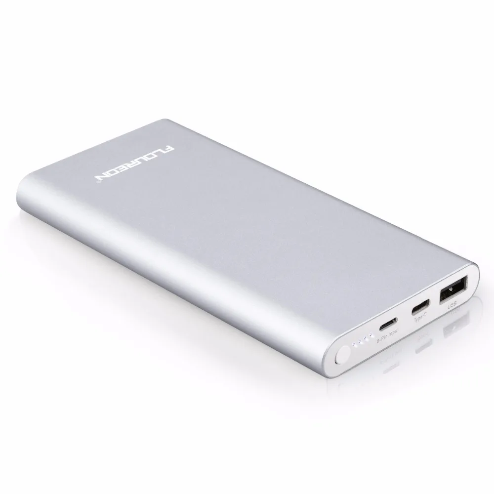 Floureon power Bank 12000 мАч 2GN-C 3A выход Dual usb type C освещение внешнее зарядное устройство для iPhone X iPad смартфонов