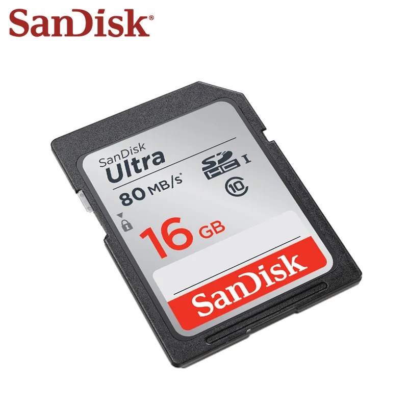 Карта памяти Sandisk 16 ГБ SDHC максимальная скорость чтения 80 м/с Ultra SD карта класс 10
