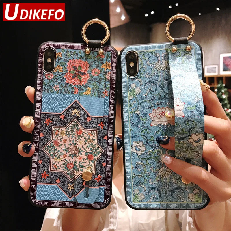 UDKEFO Wrist Strap Phone Cases For Iphone XS Max X XR Soft TPU Case 8 7 6 6S Plus 5S SE Finger Ring Stand Cover Coque |