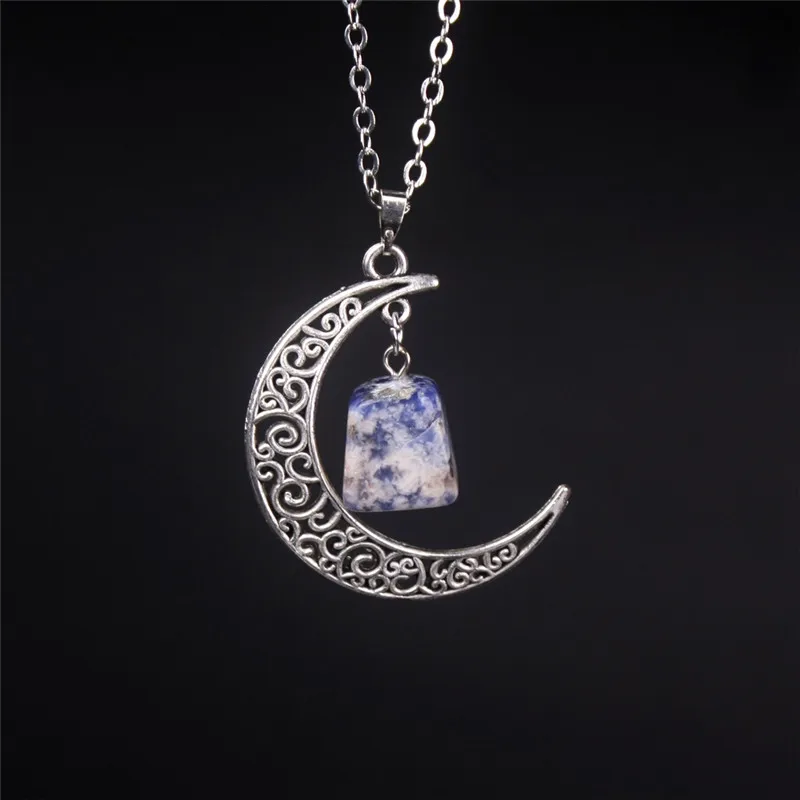 Ожерелье с подвеской Moon Charms антикварная цепочка полумесяц кварцевое ожерелье